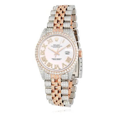 Rolex Datejust 12CT Natural Diamond Stainless Steel White Rose Yellow Watch 36mm - WJD Exclusives