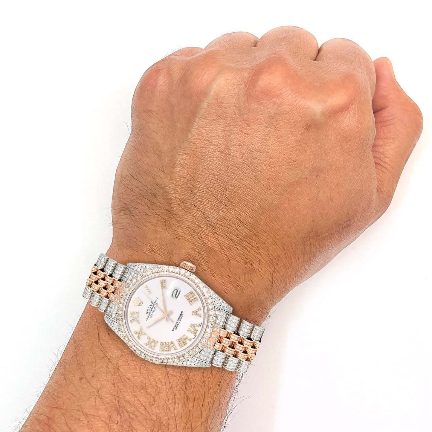Rolex Datejust 12CT Real Diamond Stainless Steel White Rose Yellow Watch 36mm