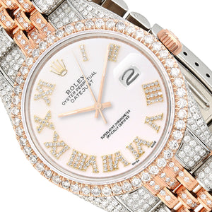Rolex Datejust 12CT Natural Diamond Stainless Steel White Rose Yellow Watch 36mm
