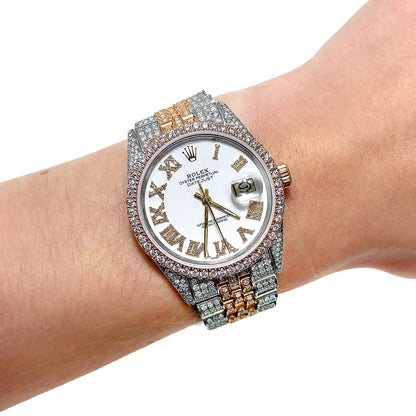Rolex Datejust 12CT Natural Diamond Stainless Steel White Rose Yellow Watch 36mm