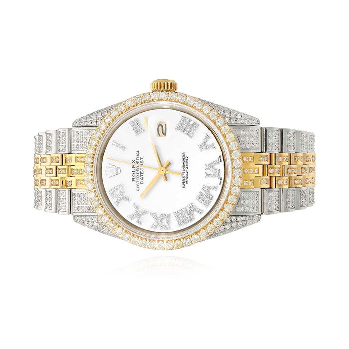 Rolex Datejust Custom Iced White Gold Roman Diamond Dial Jubilee Band 36mm Watch - WJD Exclusives