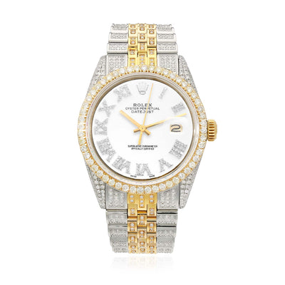 Rolex Datejust Custom Iced White Gold Roman Diamond Dial Jubilee Band 36mm Watch - WJD Exclusives