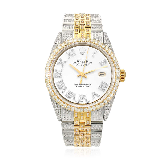 Rolex Datejust Custom Iced White Gold Roman Diamond Dial Jubilee Band 36mm Watch - WJD Exclusives