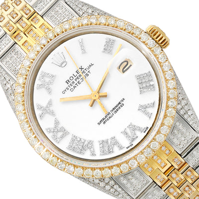 Rolex Datejust Custom Iced White Gold Roman Diamond Dial Jubilee Band 36mm Watch