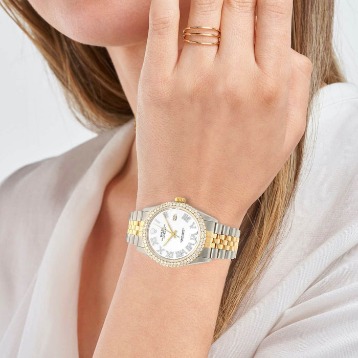 Rolex Datejust Jubilee Band Custom Diamond Bezel White on White Dial 36mm Watch - WJD Exclusives