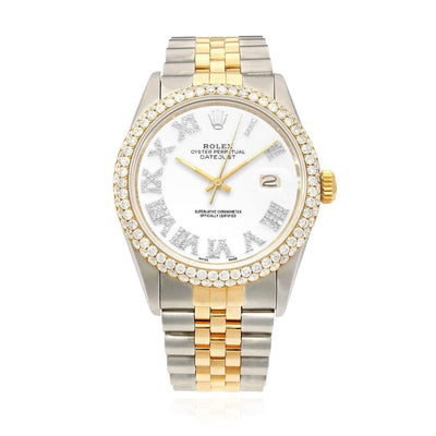 Rolex Datejust Jubilee Band Custom Diamond Bezel White on White Dial 36mm Watch - WJD Exclusives