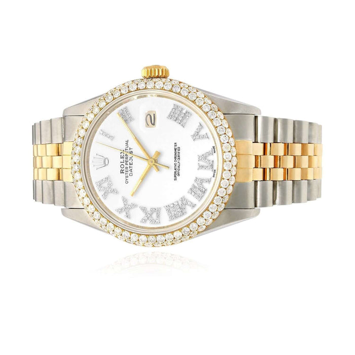 Rolex Datejust Jubilee Band Custom Diamond Bezel White on White Dial 36mm Watch - WJD Exclusives