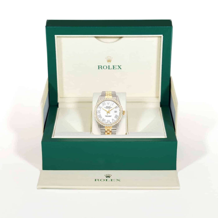 Rolex Datejust Jubilee Band Custom White on White Diamond Bezel Dial 36mm Watch - WJD Exclusives