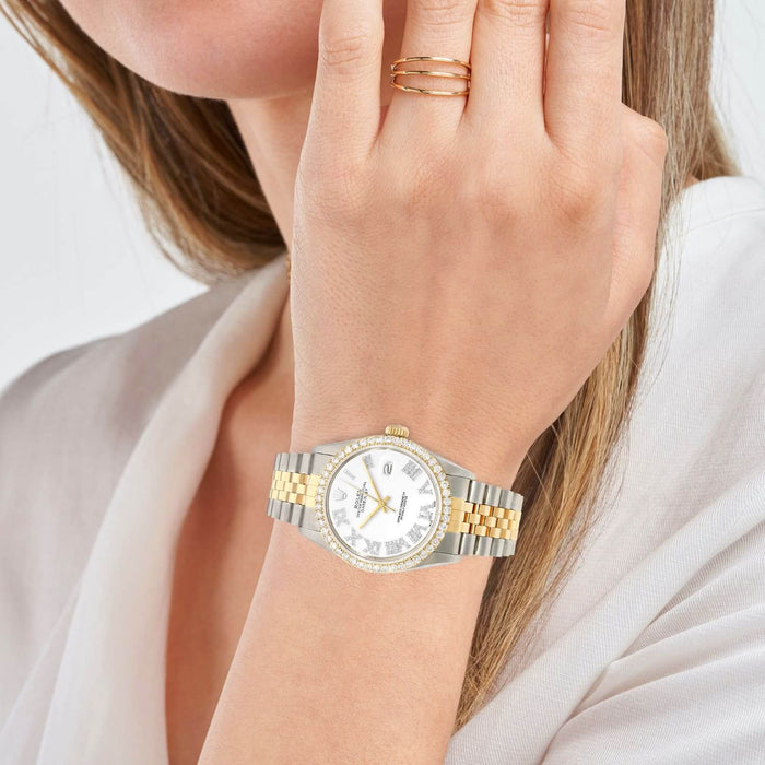 Rolex Datejust Jubilee Band Custom White on White Diamond Bezel Dial 36mm Watch - WJD Exclusives