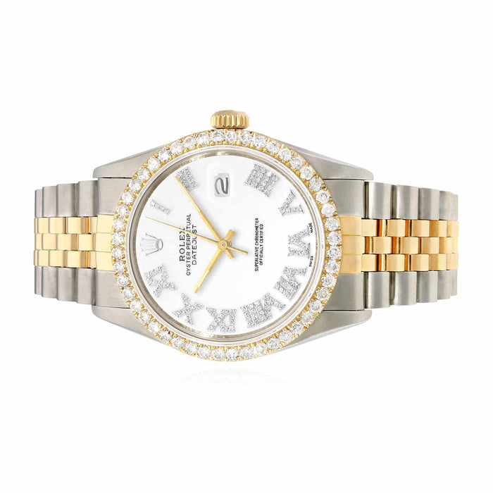 Rolex Datejust Jubilee Band Custom White on White Diamond Bezel Dial 36mm Watch - WJD Exclusives