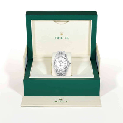 Rolex Datejust Custom Diamond Jubilee Band Diamond Dial Bezel White 36mm Watch