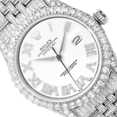 Rolex Datejust Custom Diamond Jubilee Band Diamond Dial Bezel White 36mm Watch