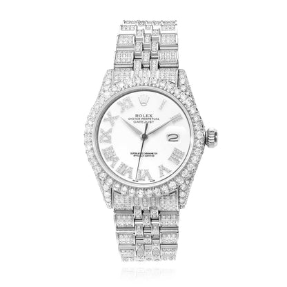 Rolex Datejust Custom Diamond Jubilee Band Diamond Dial Bezel White 36mm Watch