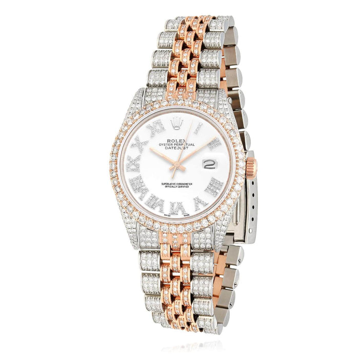 Rolex Datejust 12CTW Natural Diamond Stainless Steel White Rose Watch 36mm - WJD Exclusives