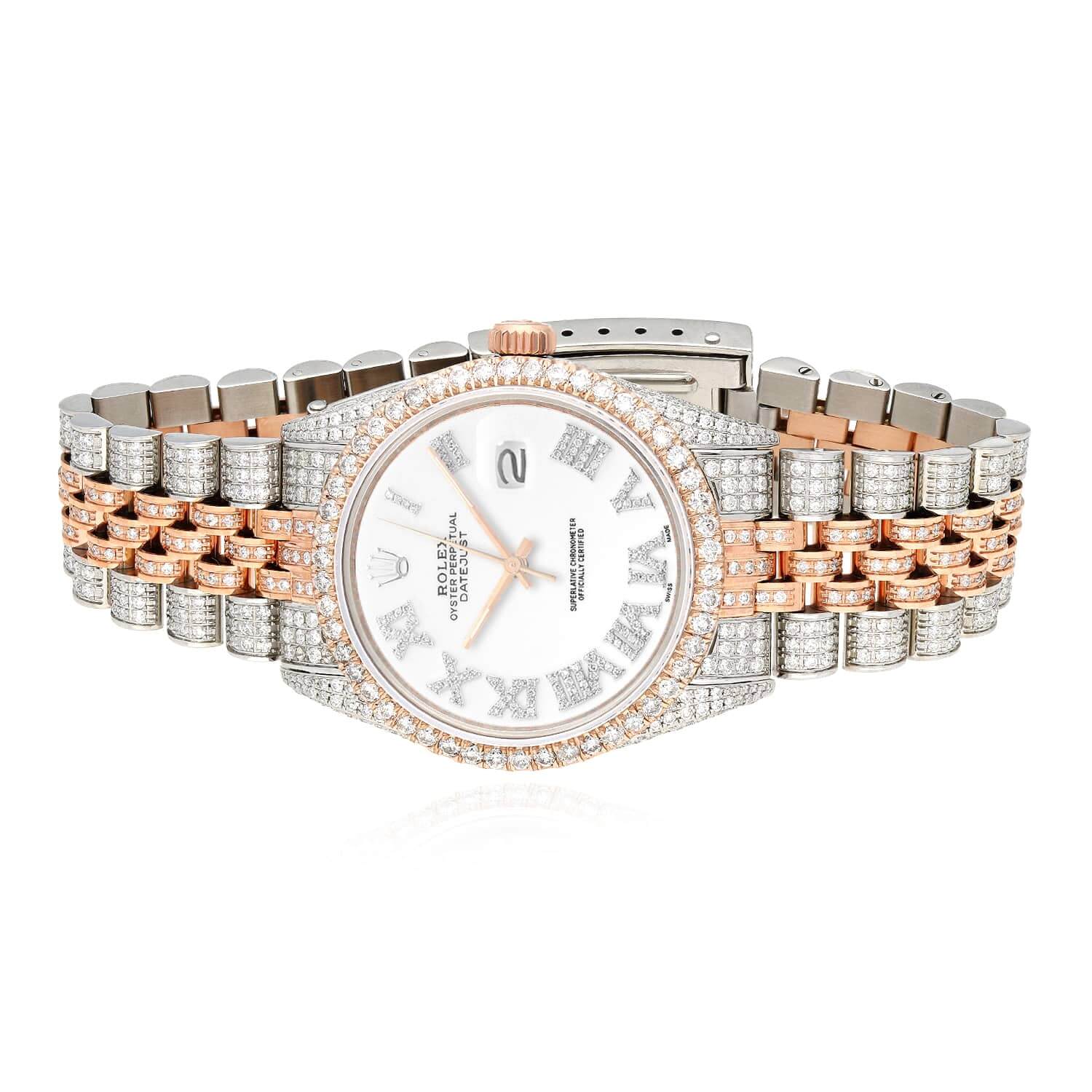 Rolex Datejust 12CTW Natural Diamond Stainless Steel White Rose