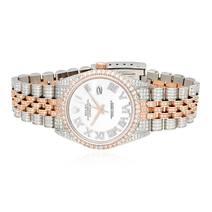 Rolex Datejust 12CTW Real Diamond Stainless Steel White Rose Watch 36mm