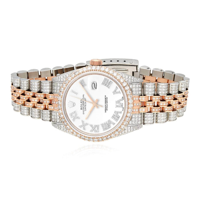 Rolex Datejust 12CTW Natural Diamond Stainless Steel White Rose Watch 36mm - WJD Exclusives