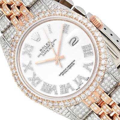 Rolex Datejust 12CTW Natural Diamond Stainless Steel White Rose Watch 36mm