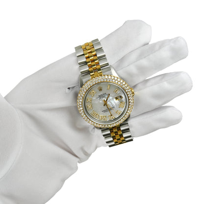 36mm Rolex Datejust Jubilee Band Custom Diamond Bezel White Gold Dial Watch