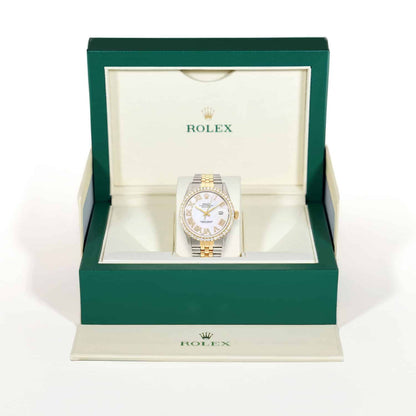 Rolex Datejust Jubilee Band 4.50Ct Real Diamond Bezel Pearl Dial 36mm Watch