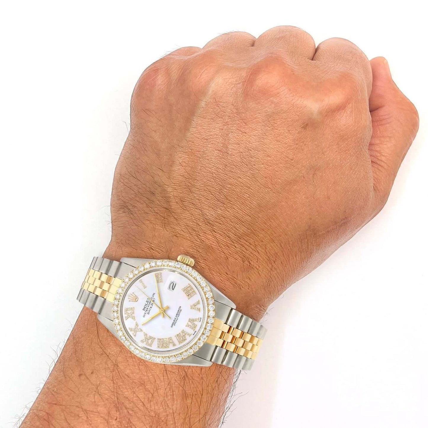 Rolex Datejust Jubilee Band 4.50Ct Real Diamond Bezel Pearl Dial 36mm Watch