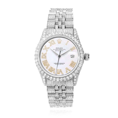 Rolex Datejust Custom Diamond Pave Jubilee Band Pearl Gold Dial Bezel 36mm Watch - WJD Exclusives