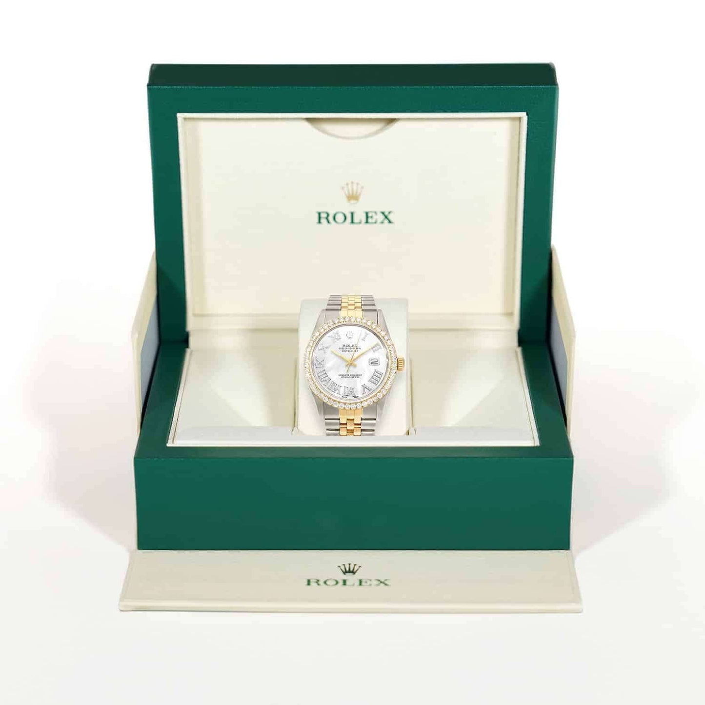 Rolex Datejust Jubilee Band Custom Real Diamond White Pearl Dial 36mm Watch