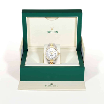 Rolex Datejust Jubilee Band Custom Real Diamond White Pearl Dial 36mm Watch