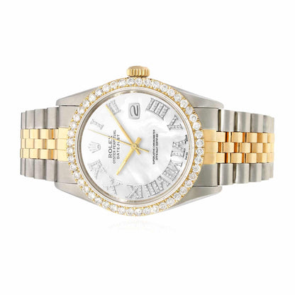 Rolex Datejust Jubilee Band Custom Real Diamond White Pearl Dial 36mm Watch