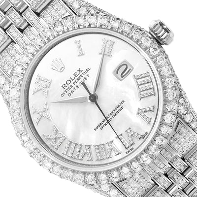 Rolex Datejust Custom Diamond Jubilee Band Diamond Pearl Dial Bezel 36mm Watch