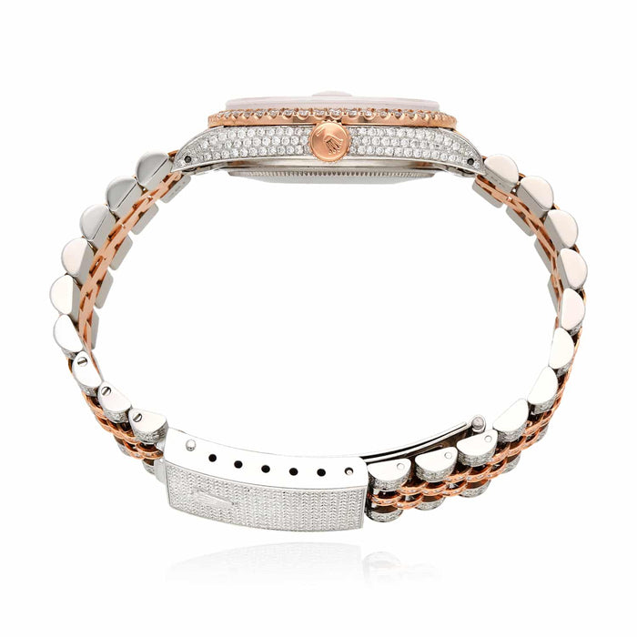 Rolex Datejust 12CTW Natural Diamond Stainless Steel White Rose Pearl Watch 36mm - WJD Exclusives