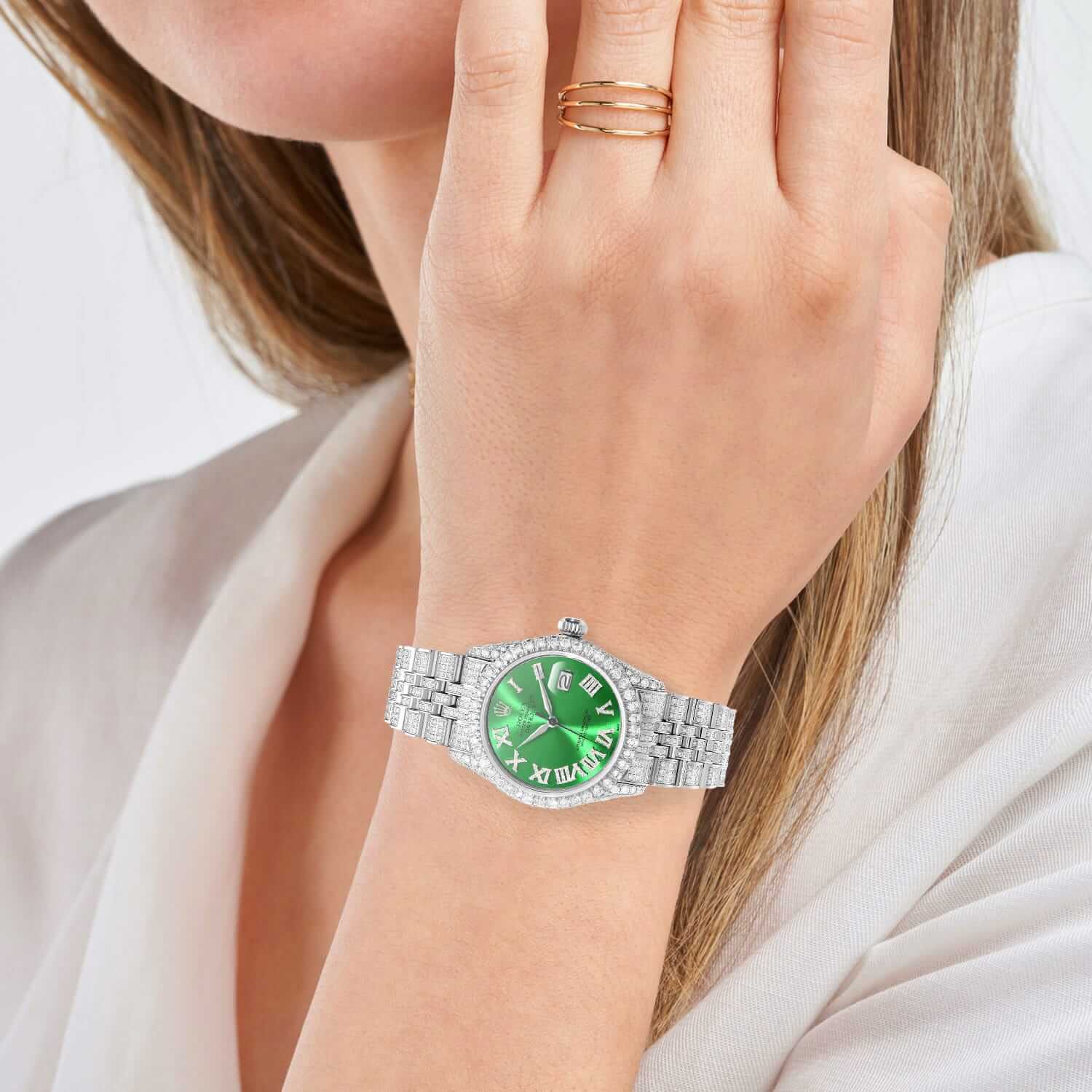 Rolex Datejust Diamond Jubilee Band Diamond Green Emerald  display picture 3