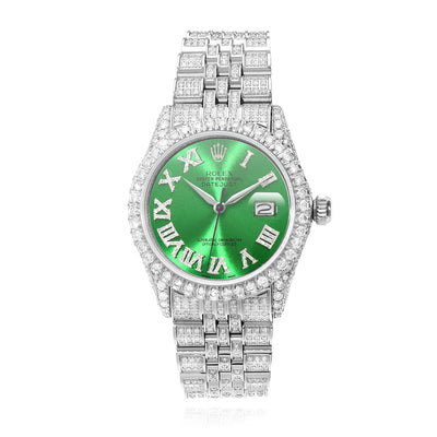 Rolex Datejust Diamond Jubilee Band Diamond Green Emerald Dial Bezel 36mm Watch - WJD Exclusives