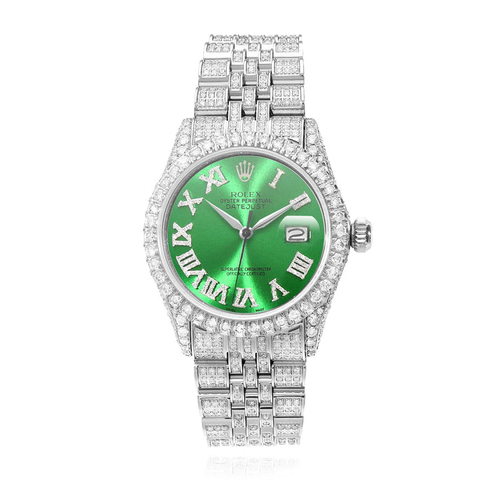 Rolex Datejust Diamond Jubilee Band Diamond Green Emerald Dial Bezel 36mm Watch - WJD Exclusives