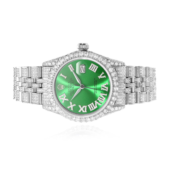 Rolex Datejust Diamond Jubilee Band Diamond Green Emerald Dial Bezel 36mm Watch - WJD Exclusives