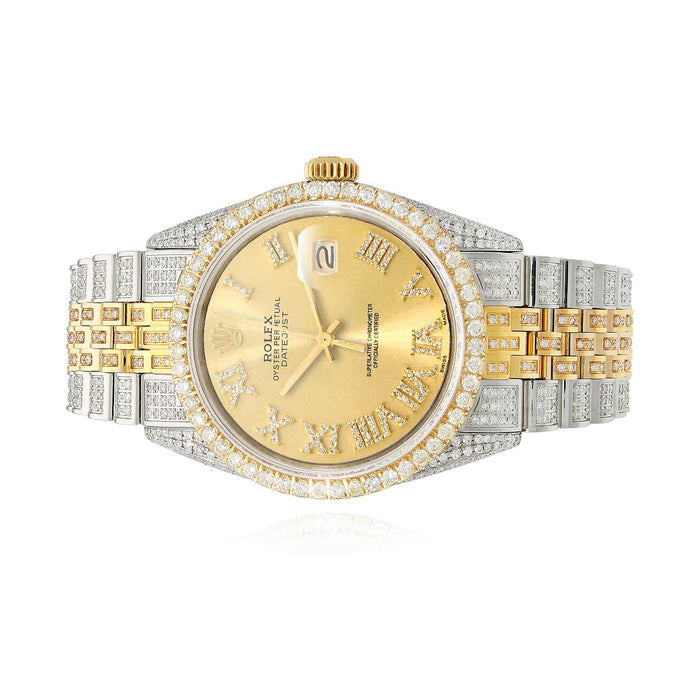 Rolex Datejust Custom Iced Gold Roman Diamond Dial Jubilee Band 36mm Watch - WJD Exclusives
