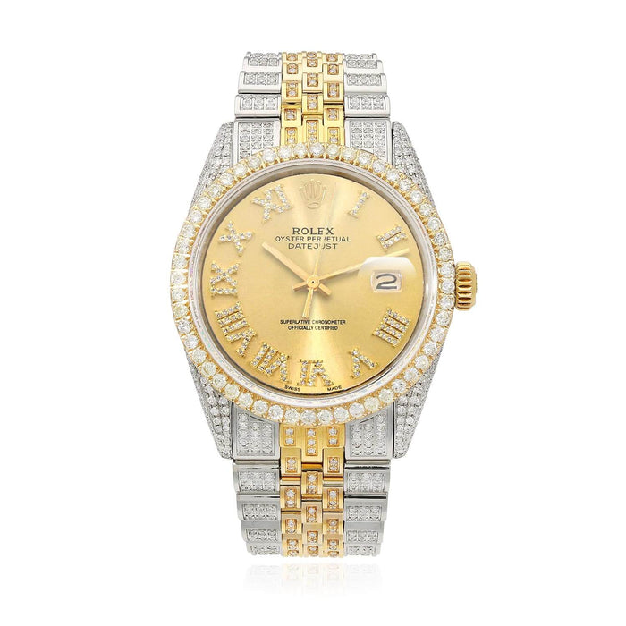 Rolex Datejust Custom Iced Gold Roman Diamond Dial Jubilee Band 36mm Watch - WJD Exclusives