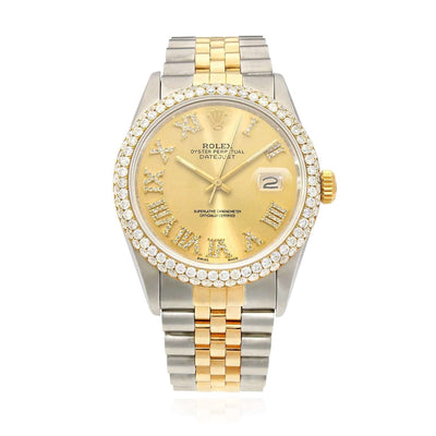 Rolex Datejust Jubilee Band Custom Diamond Bezel Gold on Gold Dial 36mm Watch - WJD Exclusives