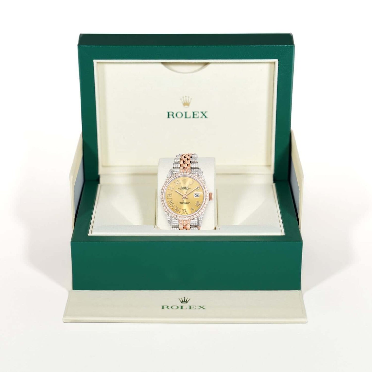 Rolex Datejust 12CT Real Diamond Stainless Steel White Rose Yellow Watch 36mm