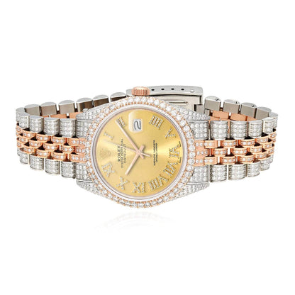 Rolex Datejust 12CT Real Diamond Stainless Steel White Rose Yellow Watch 36mm