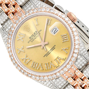Rolex Datejust 12CT Natural Diamond Stainless Steel White Rose Yellow Watch 36mm