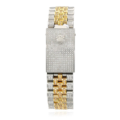 Rolex Datejust Jubilee Band Custom Diamond Bezel White Yellow Dial 36mm Watch