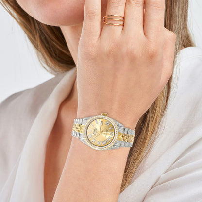 Rolex Datejust Jubilee Band Custom Diamond Bezel White Yellow Dial 36mm Watch