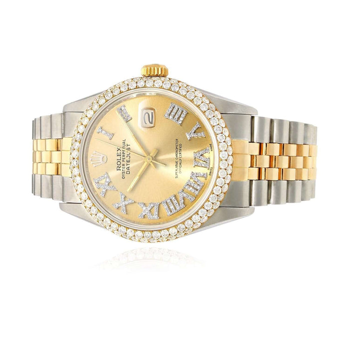 Rolex Datejust Jubilee Band Custom Diamond Bezel Gold & White Dial 36mm Watch - WJD Exclusives