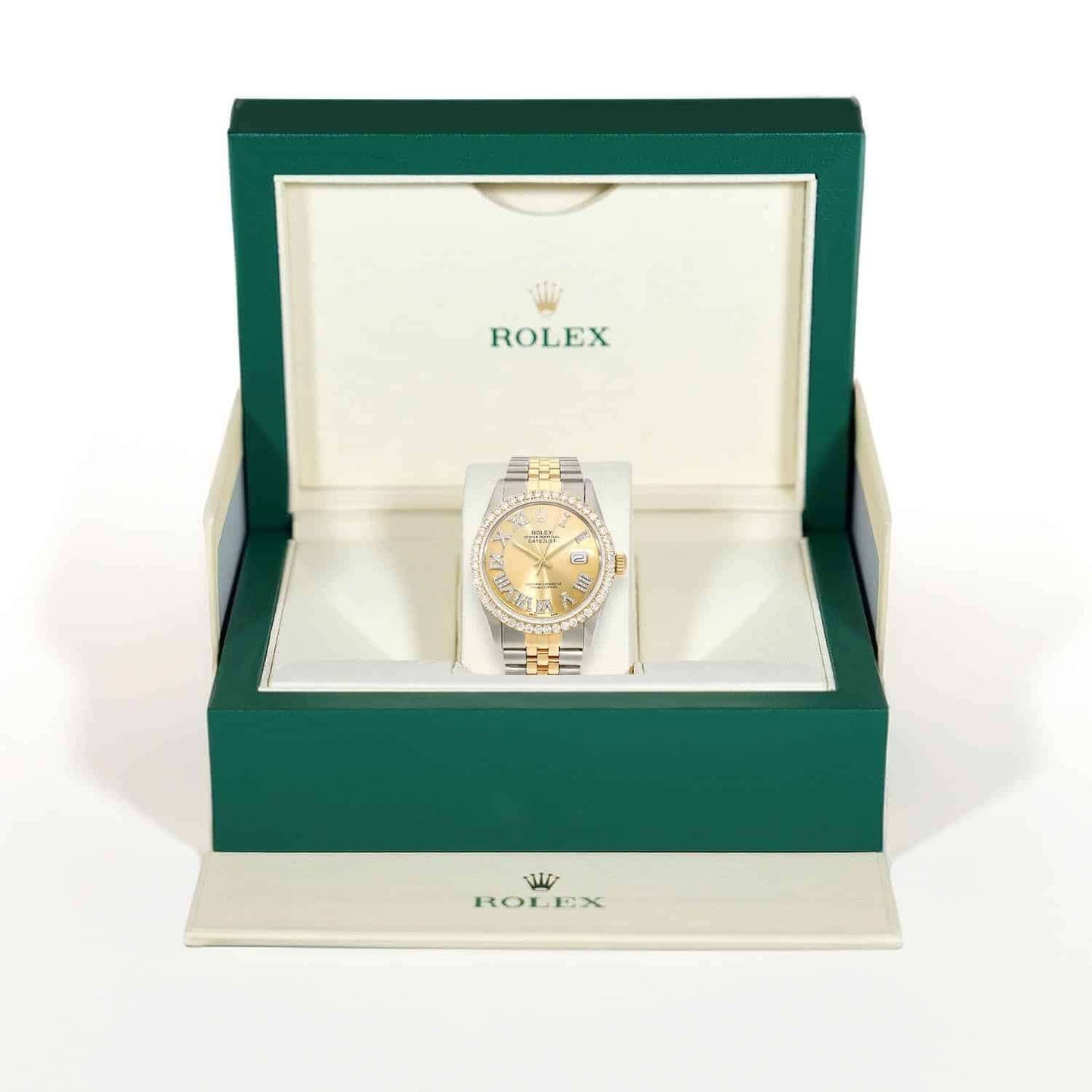 Rolex Datejust Jubilee Band 4.50Ct Real Diamond Bezel Yellow Dial 36mm Watch