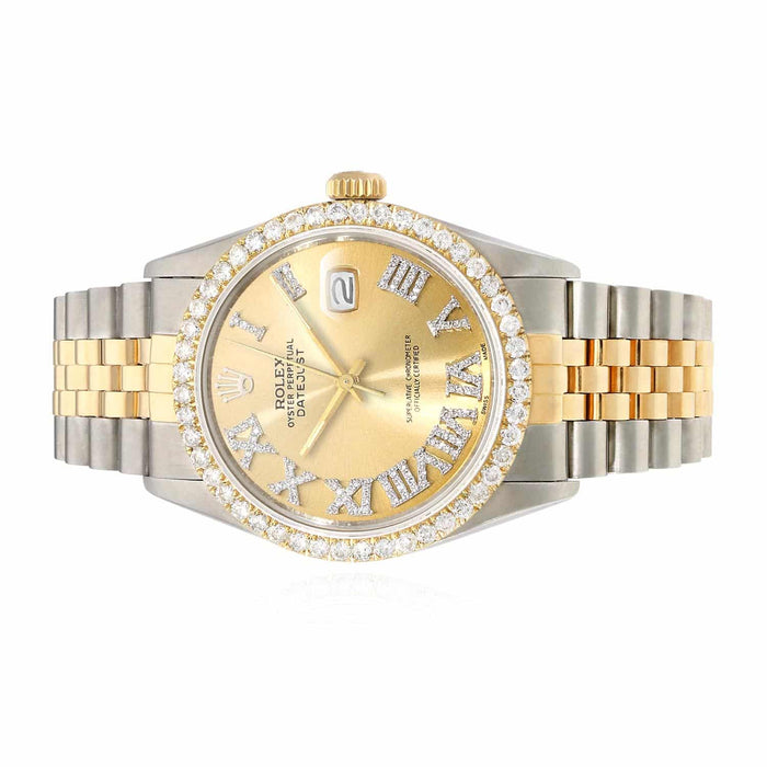 Rolex Datejust Jubilee Band 4.50Ct Natural Diamond Bezel Yellow Dial 36mm Watch - WJD Exclusives