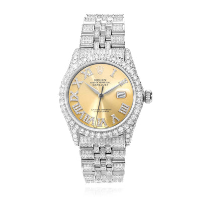 Rolex Datejust Custom Diamond Jubilee Band Bezel Yellow White Dial 36mm Watch - WJD Exclusives