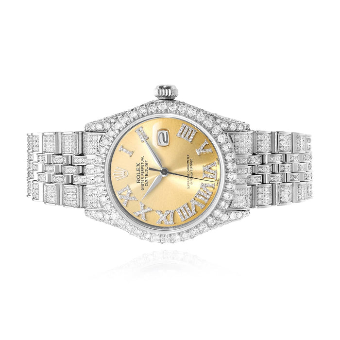 Rolex Datejust Custom Diamond Jubilee Band Bezel Yellow White Dial 36mm Watch - WJD Exclusives