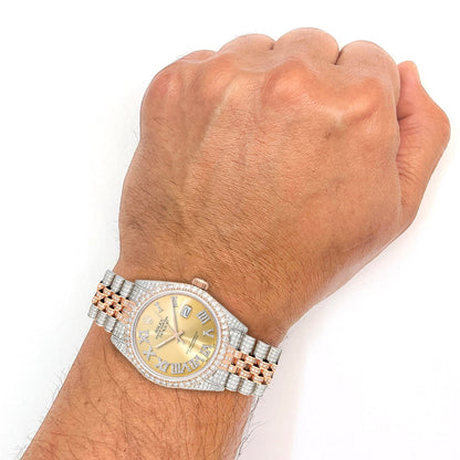 Rolex Datejust 12CT Real Diamond Stainless Steel White Rose Yellow Watch 36mm