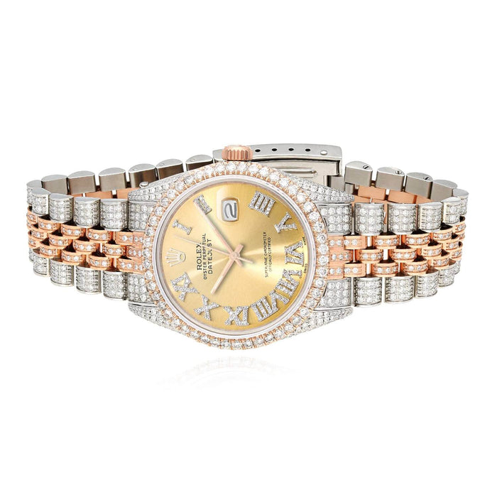Rolex Datejust 12CT Natural Diamond Stainless Steel White Rose Yellow Watch 36mm - WJD Exclusives